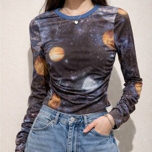Urban Outfitters Celestial Print Long Sleeve Top